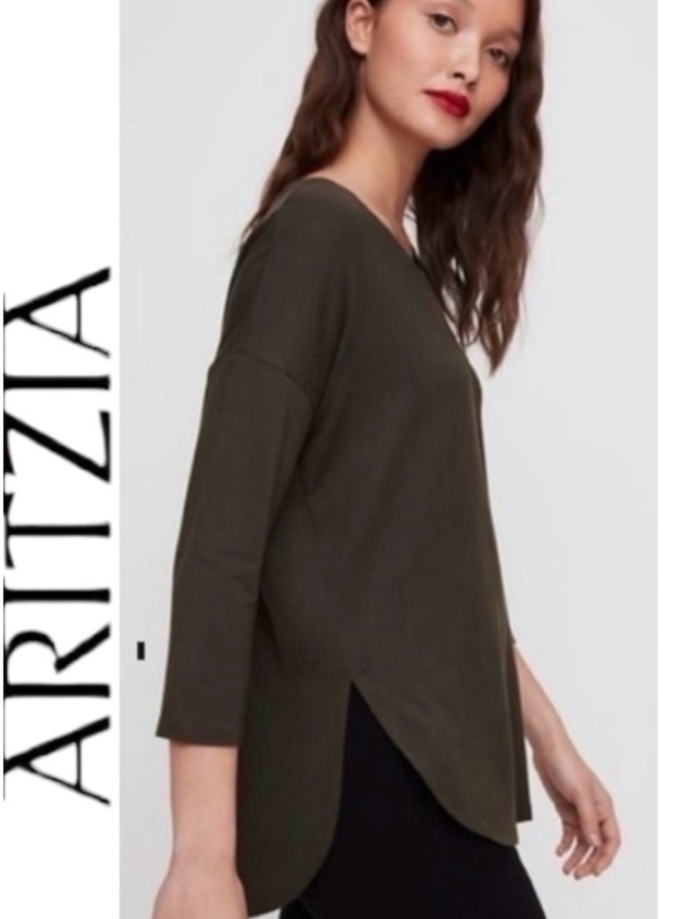 Aritzia Babaton Norris Long Sleeve Tee in Olive, Size M